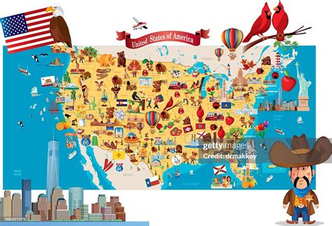 cartoon map  usa high res vector graphic getty images