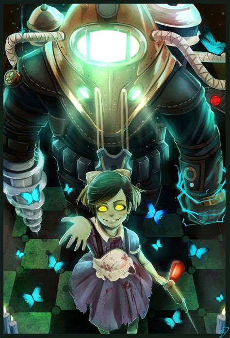 big daddy and little sister bioshock artwork bioshock