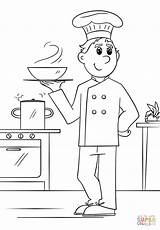Chef Coloring Pages Printable Community Helpers Template Professions sketch template