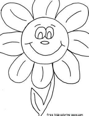 print  happy face daisy flowers coloring pages kindergarten
