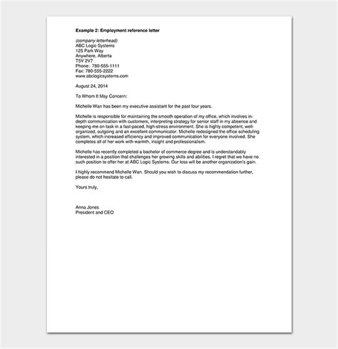 employment reference letter samples  writing tips word