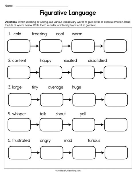figurative language worksheets worksheetsday