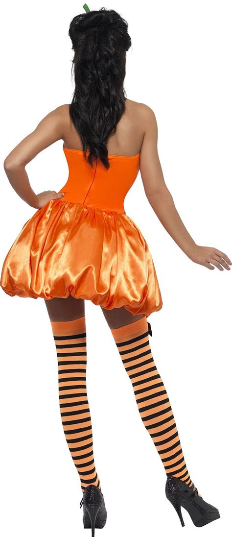 fever womens pumpkin costume with dress and headpiece orange xsmall