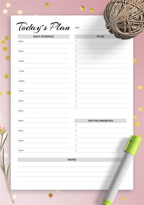 printable daily planner  hourly schedule   list