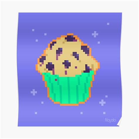Blueberry Muffin Pixel Art Poster For Sale By Nayala Art Redbubble