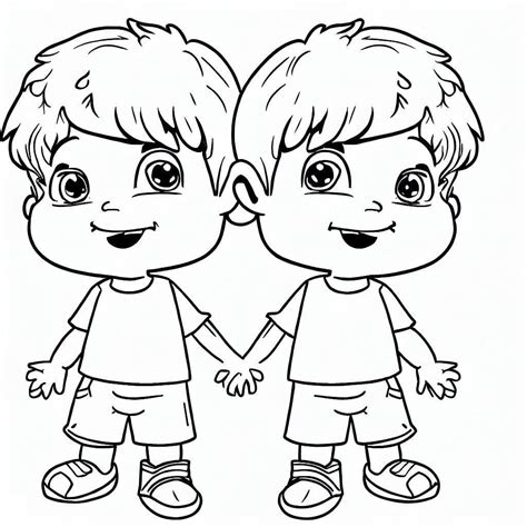 dibujos de gemelos  ninos de  anos  colorear  colorear