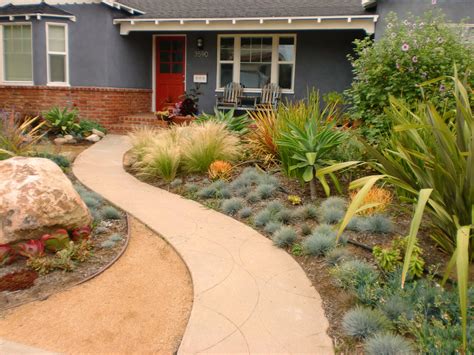 contemporary california native front entry transitional landscape