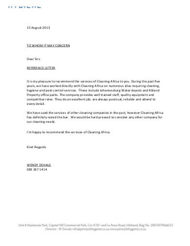 recommendation letter  buisiness reference sample reference