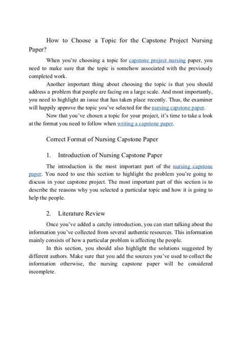 correct format   nursing capstone paper