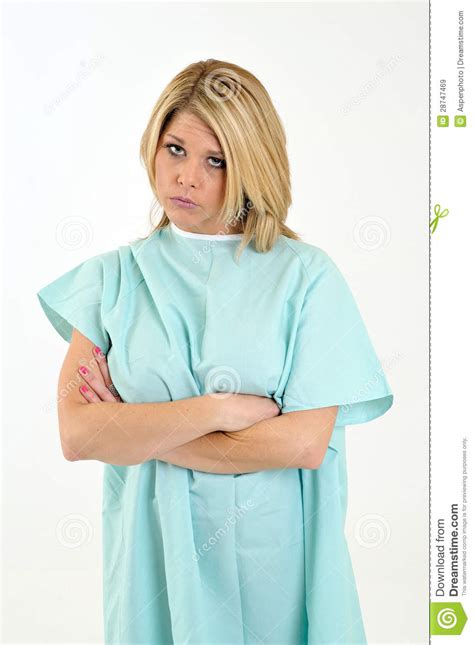 Female Healthcare Patient In Hospital Gown Sad Royalty