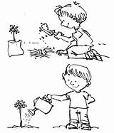 Coloring Plant Watering Tree Arbor Plants Growing Planting Drawing Plantation Trees Sketch Flowers Clipart Seeds Place Template Flower Tocolor Kid sketch template