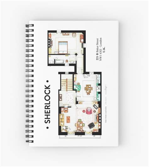floorplan  sherlock holmes apartment  bbcs spiral notebook  nikneuk redbubble