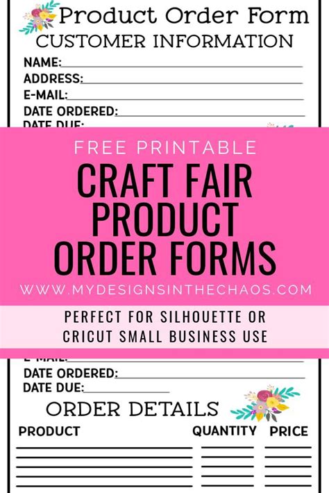 printable craft fair product order form  designs   chaos