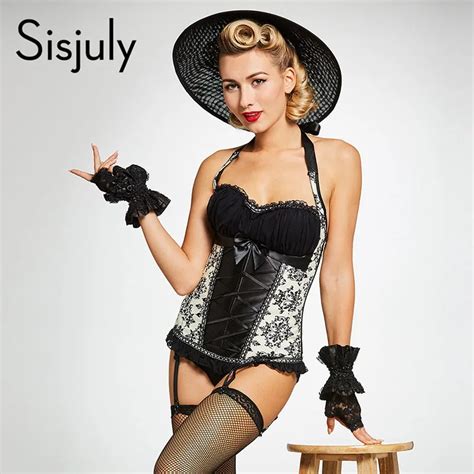 buy sisjuly vintage corsets women floral print lace up