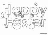 Easter Happy Coloring Pages Printable Drawing Easy Colouring Para Colorear Print Eggs Getdrawings La Egg Sheets Bunny Spring sketch template