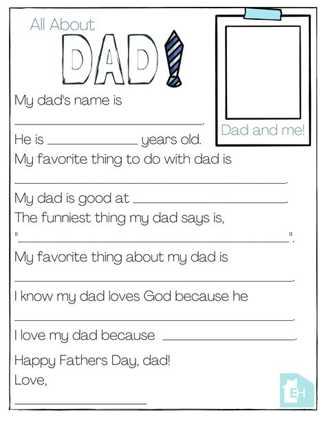 printable    dad worksheet