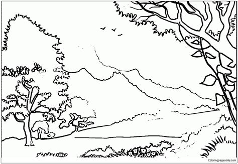 forest nature coloring page  printable coloring pages
