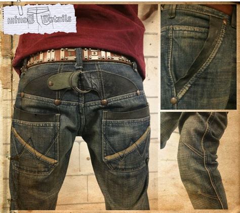 leather cinch backdetail  knee dart denim jeans denim fashion