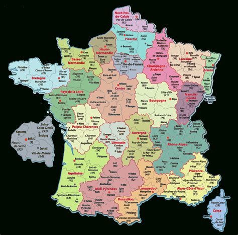 carte de france departements carte des departements de france pour