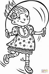 Coloring Rope Girl Jump Pages Skipping Jumping Clipart Children Heart sketch template