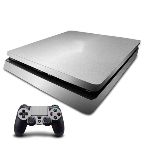 metal brushed ps slim skin sticker decal  sony playstation  console   controller skin