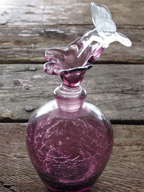 Details About Vintage Purple Art Glass Perfume Bottle And Dauber