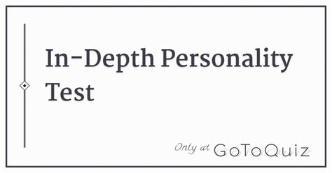 In Depth Personality Test