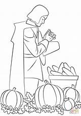 Coloring Pilgrim Praying Pages Thanksgiving Pilgrims Categories sketch template