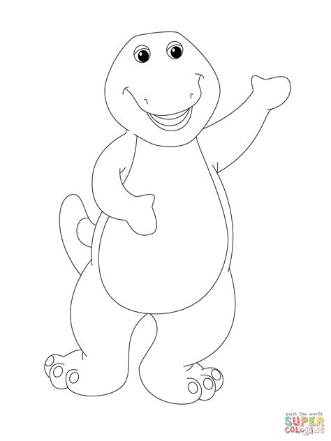 barney  waving   coloring page  printable coloring pages