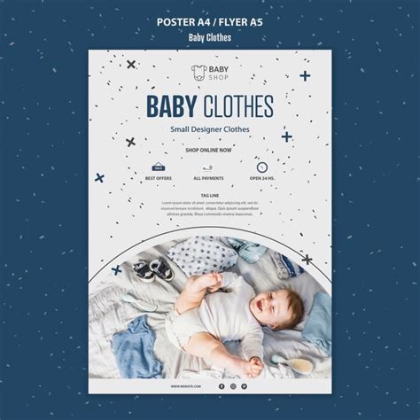 psd baby clothes template poster