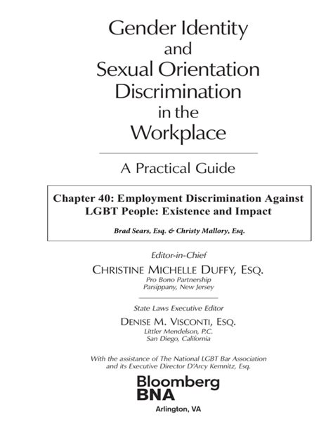 Gender Identity Sexual Orientation Discrimination Workplace