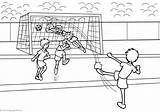 Coloring Goal Football Soccer Pages Kick Scores Takes Guy sketch template