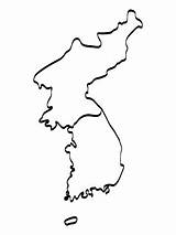 Korea Map Outline South North Drawing Freehand Graphic Vector sketch template