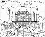 India Monuments Coloring Mahal Taj Puzzle Cities Pages Puzzles Houses Asia Agra Castle sketch template