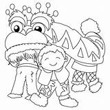 Lion Dance Coloring Chinese Drawing Pages Dragon Year Kids Getdrawings sketch template