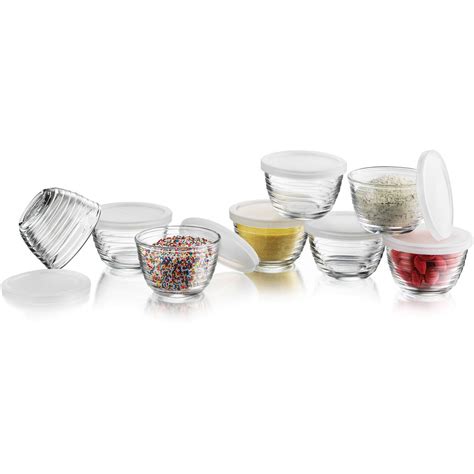 Libbey 16 Piece Small Glass Bowl Set With Lids Furniturezstore