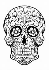 Muertos Los Coloring Skull Dia El Pages Dead Adults Día sketch template