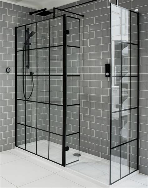 mm  mm walk  black framed glass shower screen mm black