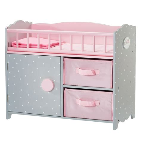 olivias  world polka dots princess baby doll crib  cabinet
