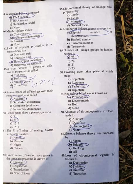 todays solved paper botanyplant breeding genetics semester