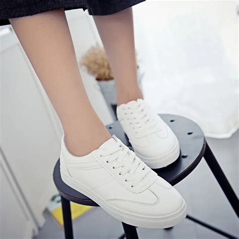 women sneakers spring lace  white shoes woman pu leather women vulcanize shoes female