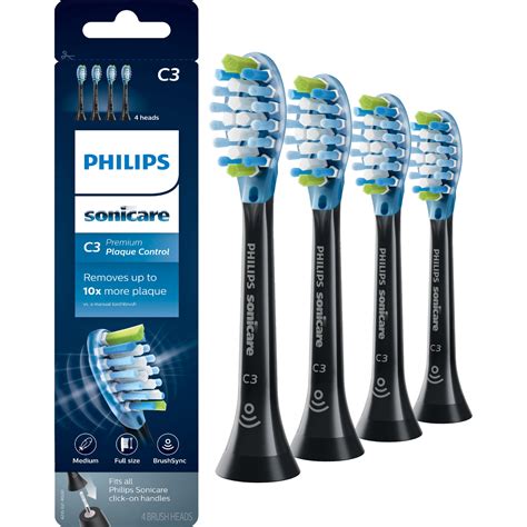 philips sonicare premium plaque control replacement brush heads black  pack brushsync