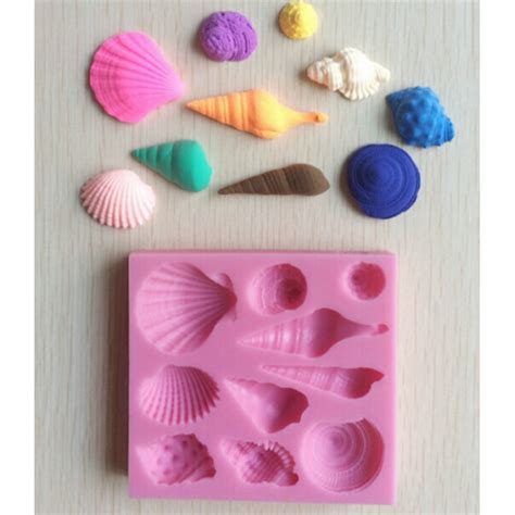molde de silicone para confeitar modelo conchas em 2019 festa pequena sereia festa sereia