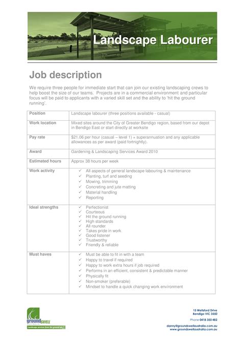 landscape job description  landscape job description  resume
