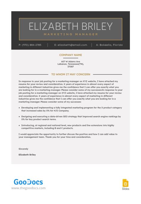 gray cover letter template  google