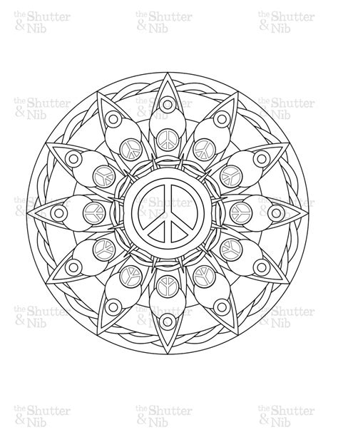 peace sign mandala pages coloring pages