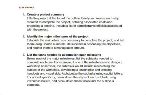 project outline template   sample  format