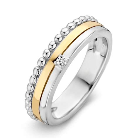 ring zilvergoud zirkonia circles art jewelry