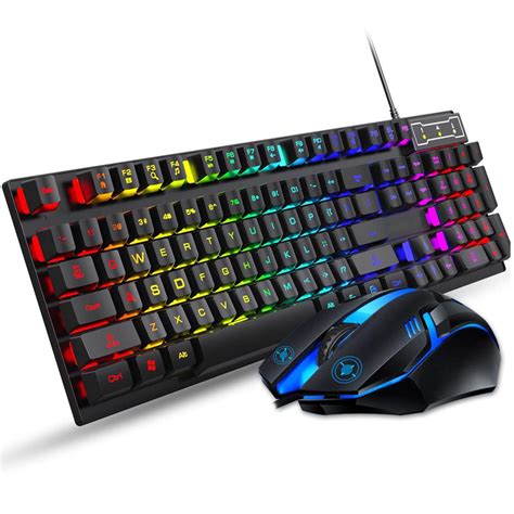 forev keyboard  mouse set combo wired rgb backlit computer keyboard  usb rgb gaming