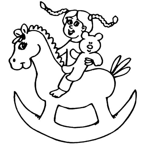 girl  rocking horse coloring page  printable coloring